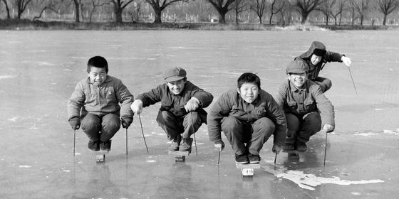 Chinese kids ice skating